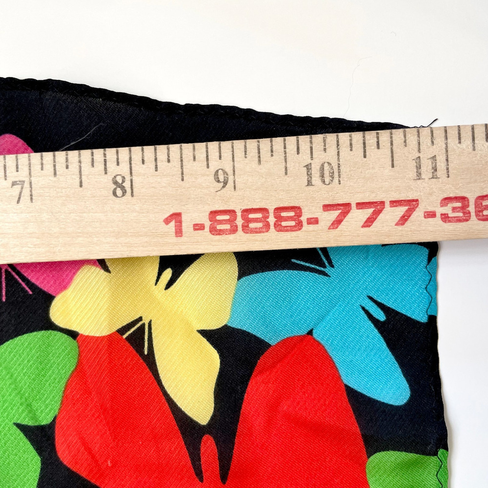 Vintage 90s Y2K Silk Scarf Rectangle Butterflies Colorful Dopamine Maximalist - Picture 7 of 8